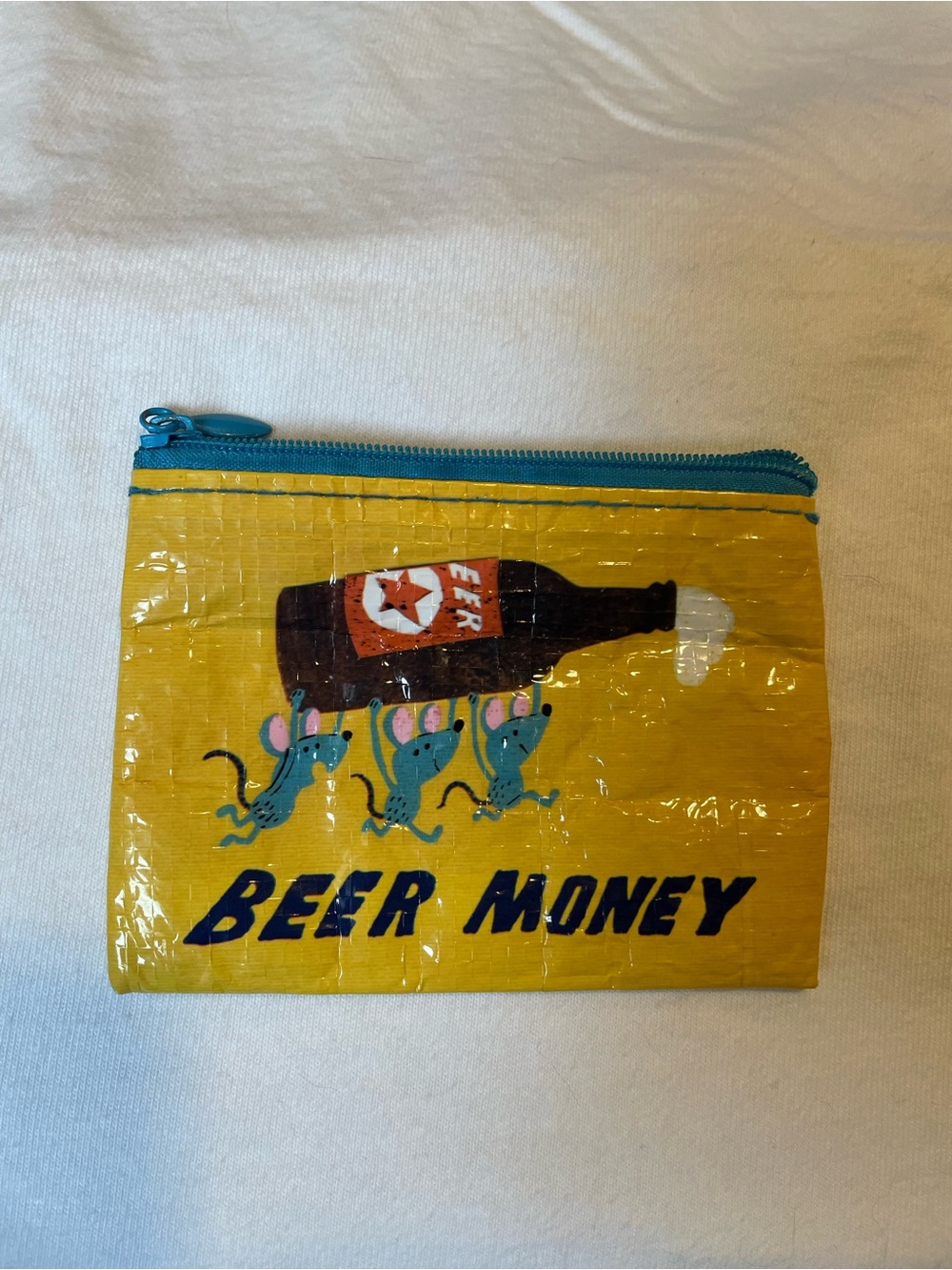 Blue Q Bags Yellow 'Beer Money' Zipper Pouch Wallet